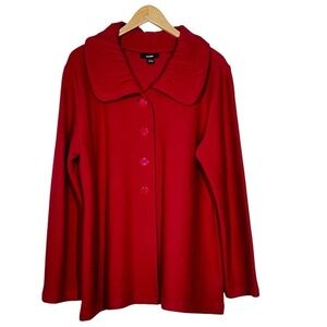 ALFANI Merino Wool Red Button Front Cardigan Pea Coat Women's Size L